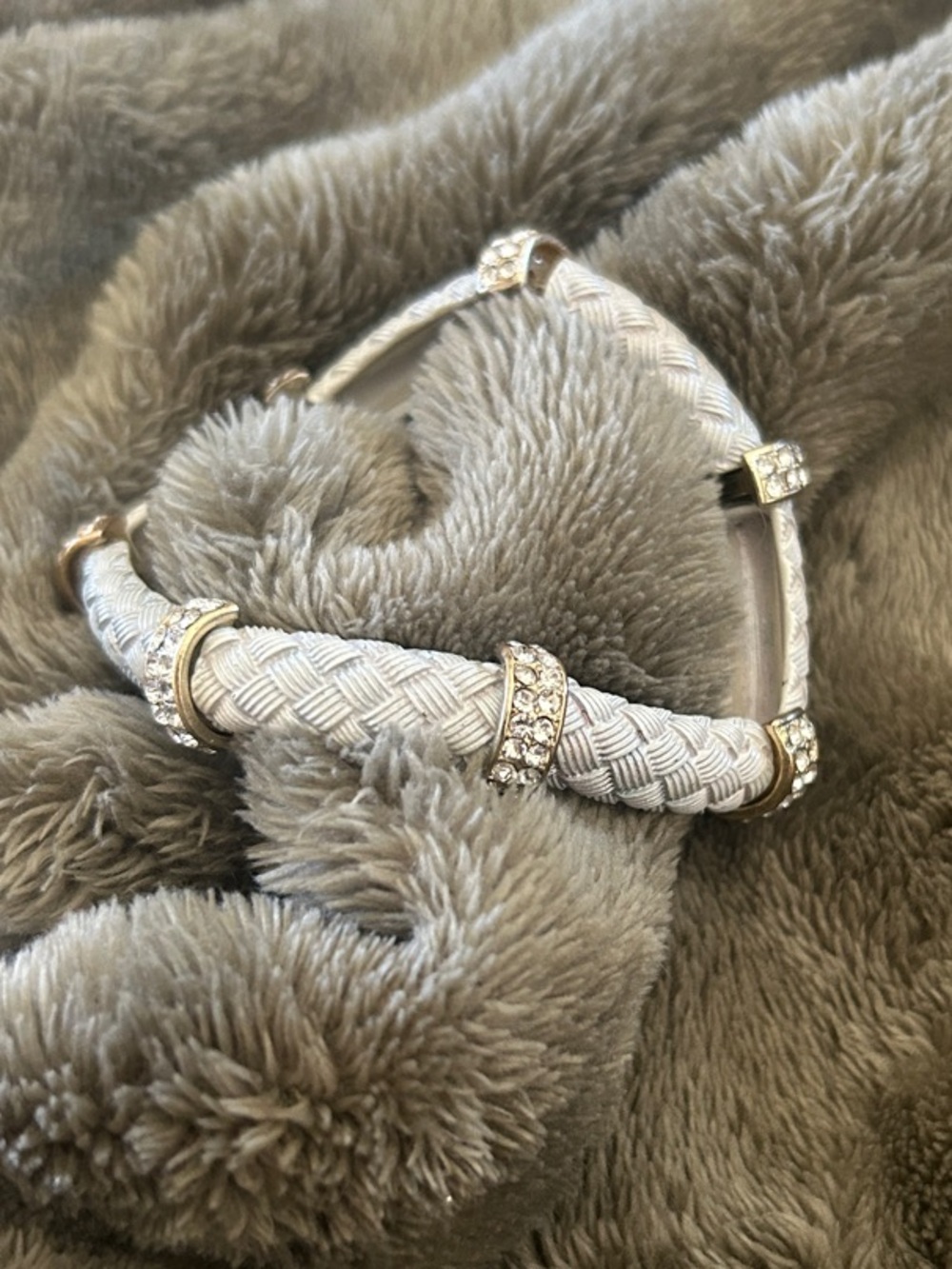 Vintage Michael Kors White Braided Crystal-Accent Bangle Bracelet